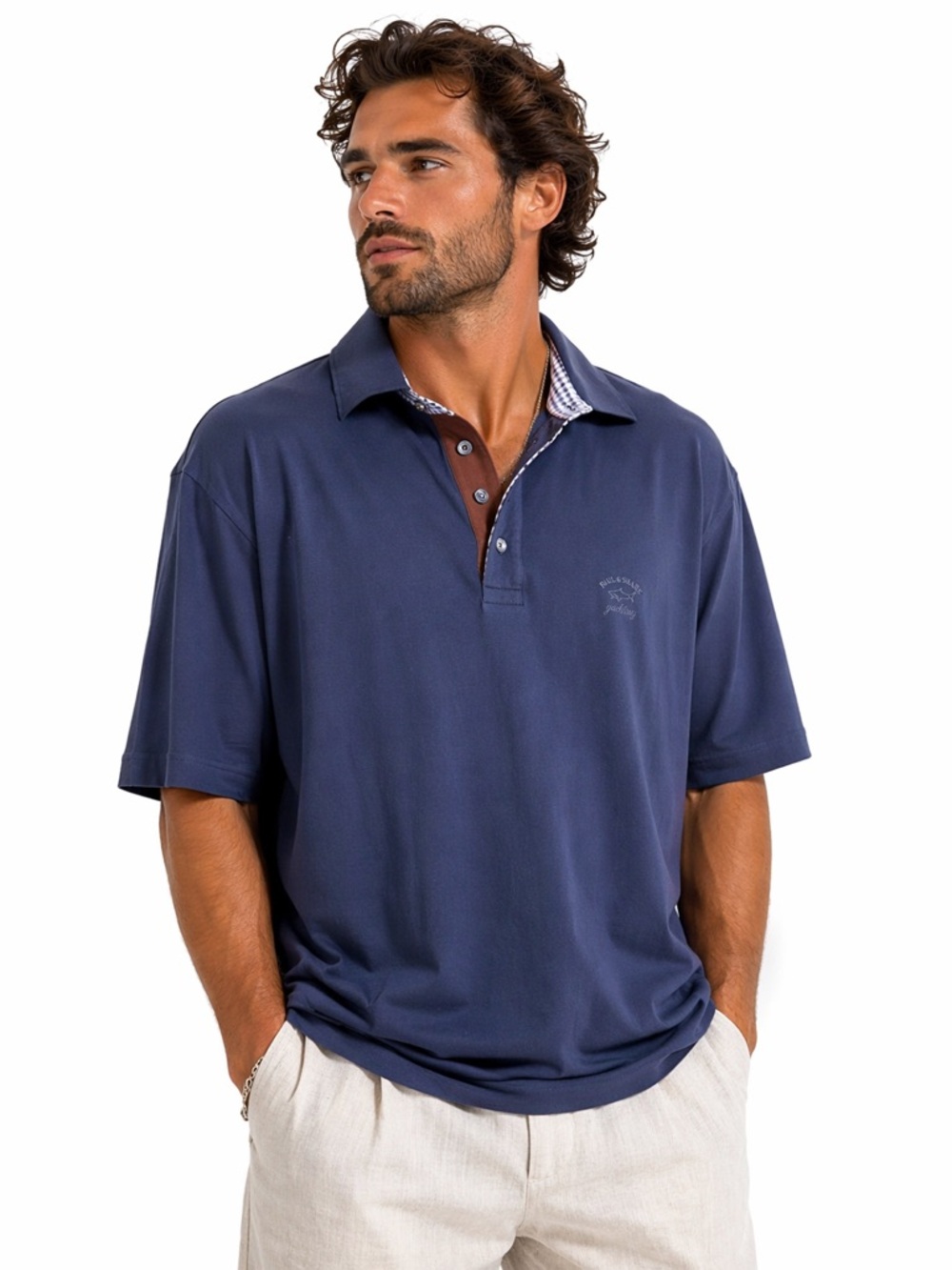 Vintage Paul & Shark Oversized Navy Cotton Polo Shirt, XXL